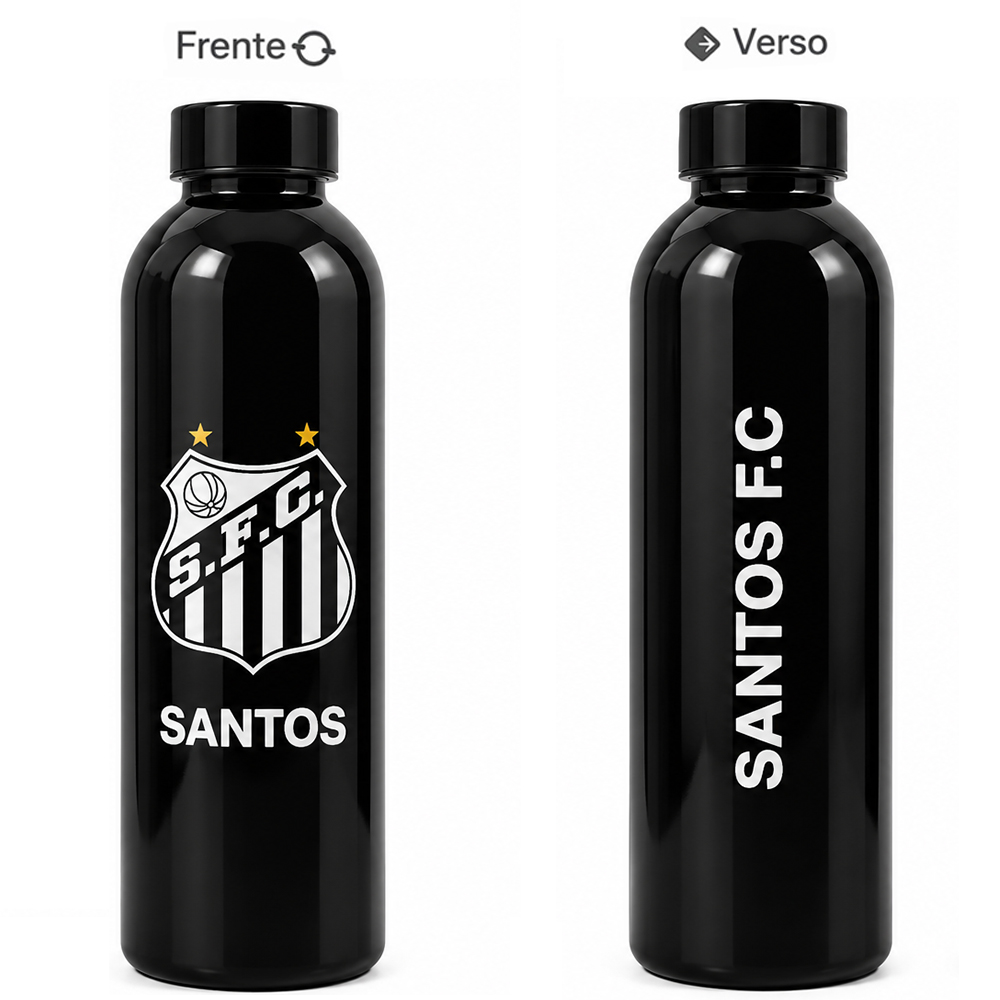 GARRAFA SQUEEZE DE PLASTICO PET SANTOS COM TAMPA 600ML 