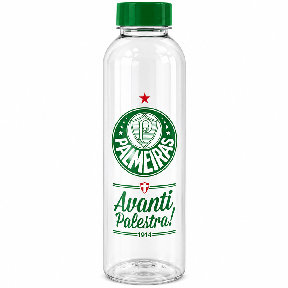 GARRAFA SQUEEZE DE PLASTICO PET PALMEIRAS COM TAMPA 600ML