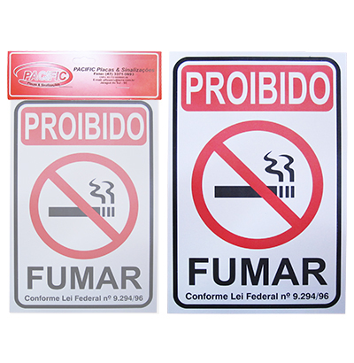 PLACA INDICATIVA PROIBIDO FUMAR 20X30CM 