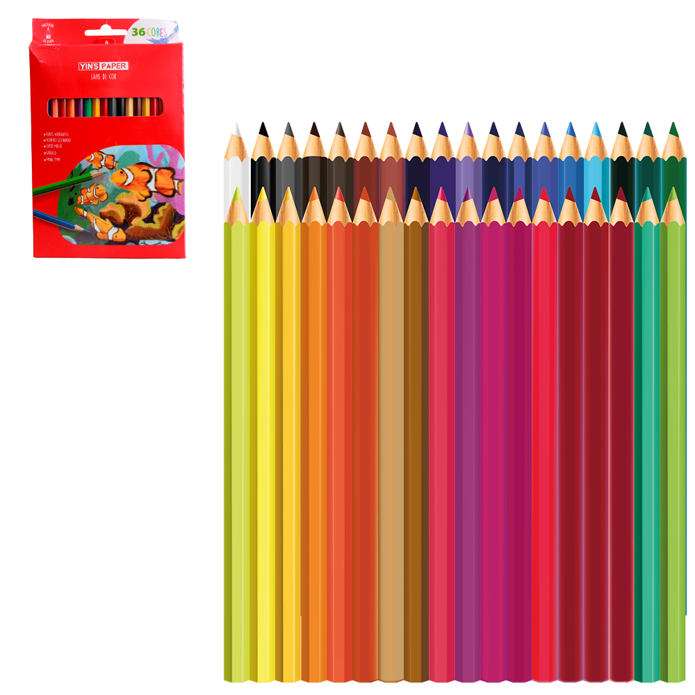 LAPIS DE COR SEXTAVADO 36 CORES COLORS YINS PAPER 17,5CM