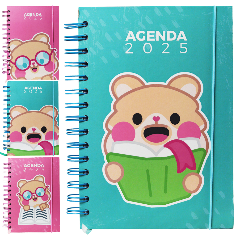 AGENDA 2025 CAPA DURA ESPIRAL A6 URSINHO LENDO 168 FOLHAS 15,2X11CM