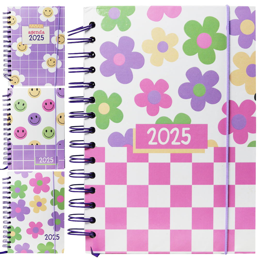 AGENDA 2025 CAPA DURA ESPIRAL A6 FLORES / SMILE 168 FOLHAS 15,2X11CM