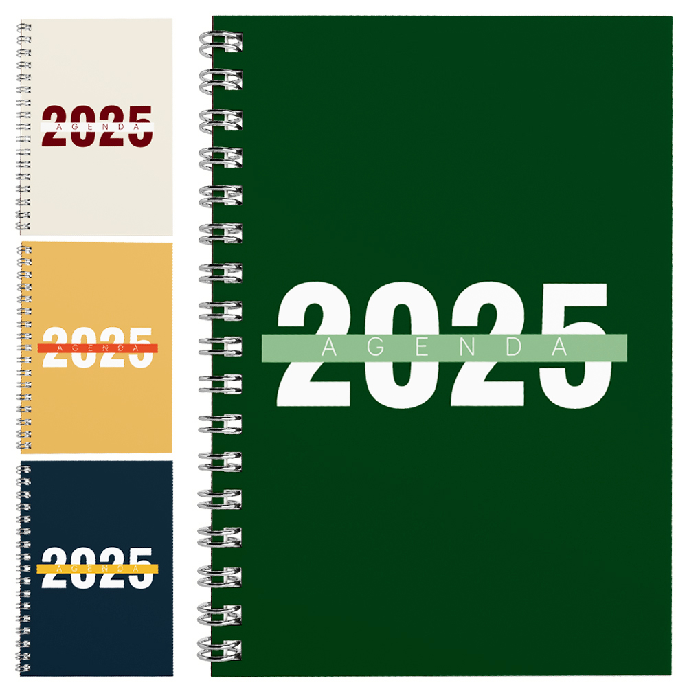 AGENDA 2025 CAPA DURA ESPIRAL A6 LISA / FAIXA 168 FOLHAS 15,2X11CM