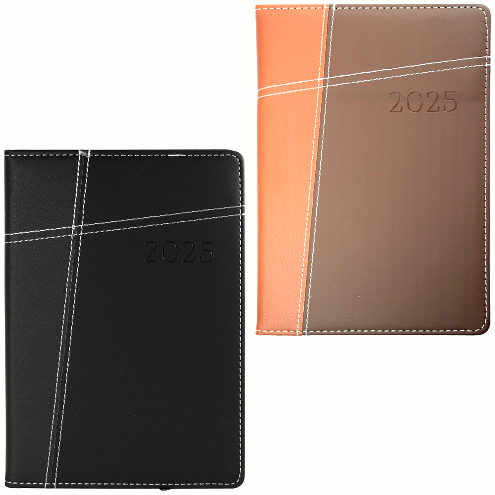 AGENDA 2025 CAPA DURA COURO COSTURA EXECUTIVA A5 COLORS 168 FOLHAS 21X14,5CM