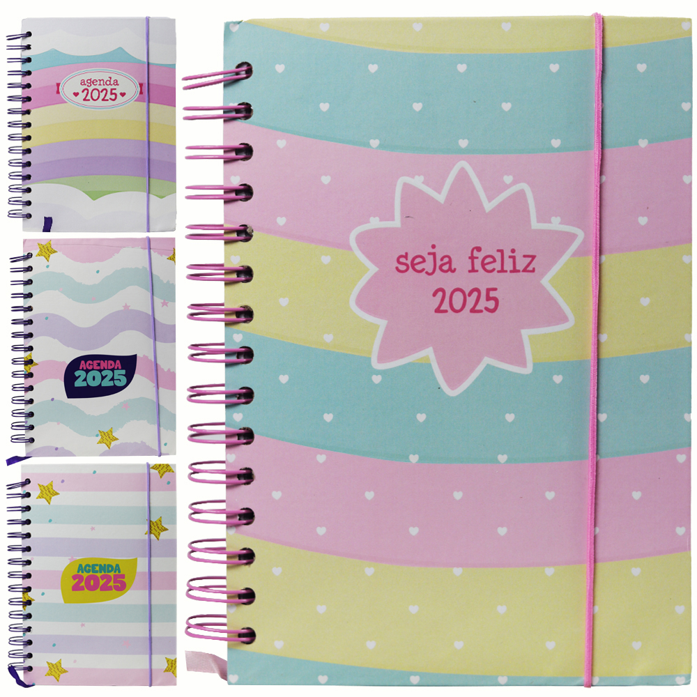 AGENDA 2025 CAPA DURA ESPIRAL A5 LINHAS 168 FOLHAS 21X14,5CM