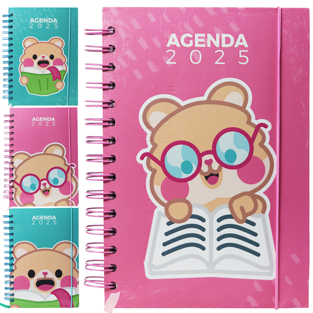 AGENDA 2025 CAPA DURA ESPIRAL A5 URSINHO LENDO 168 FOLHAS 21X14,5CM