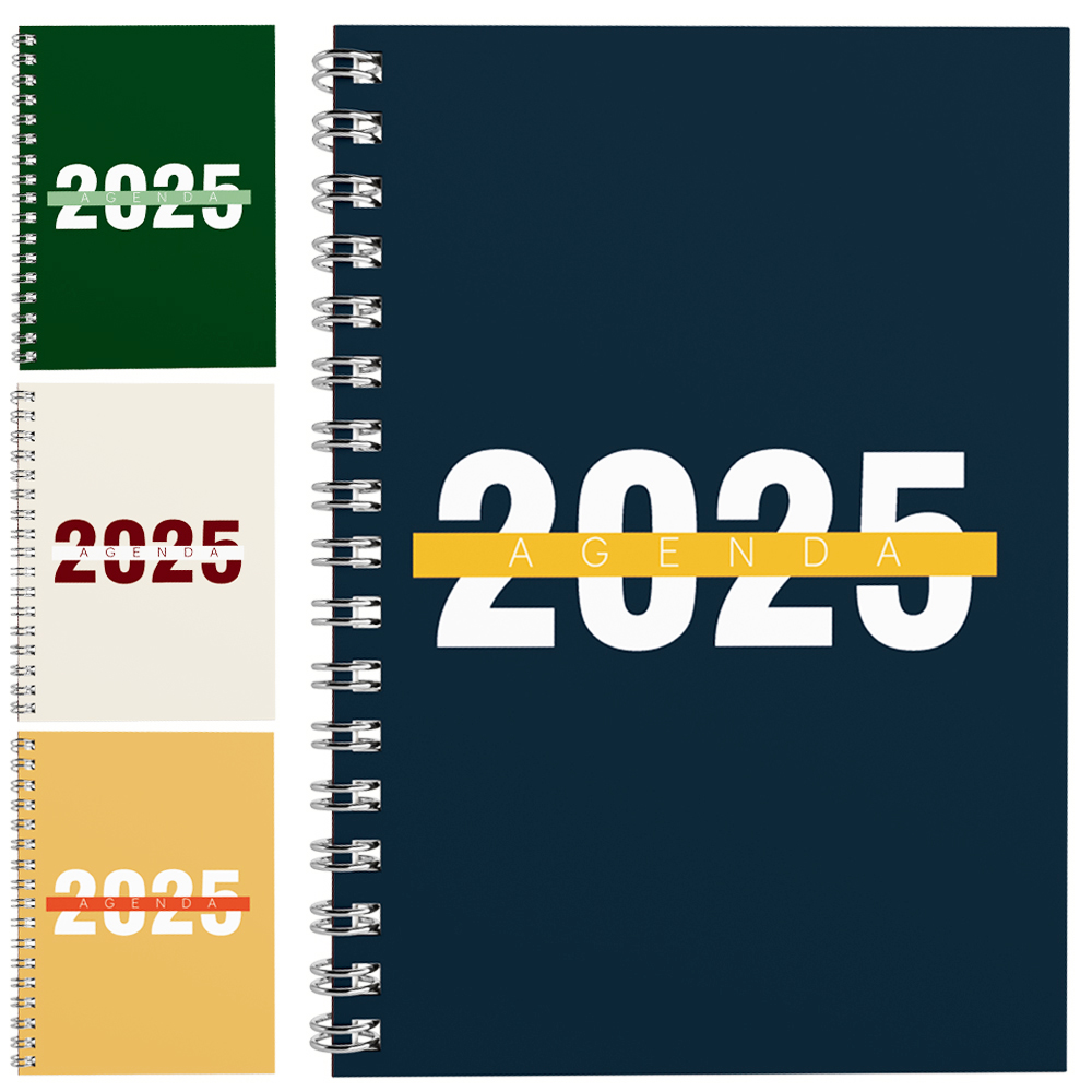 AGENDA 2025 CAPA DURA ESPIRAL A5 LISA / FAIXA 168 FOLHAS 21X14,5CM