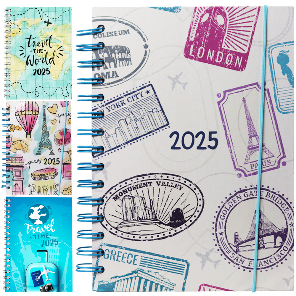 AGENDA 2025 CAPA DURA ESPIRAL A5 VIAGENS 168 FOLHAS 21X14,5CM