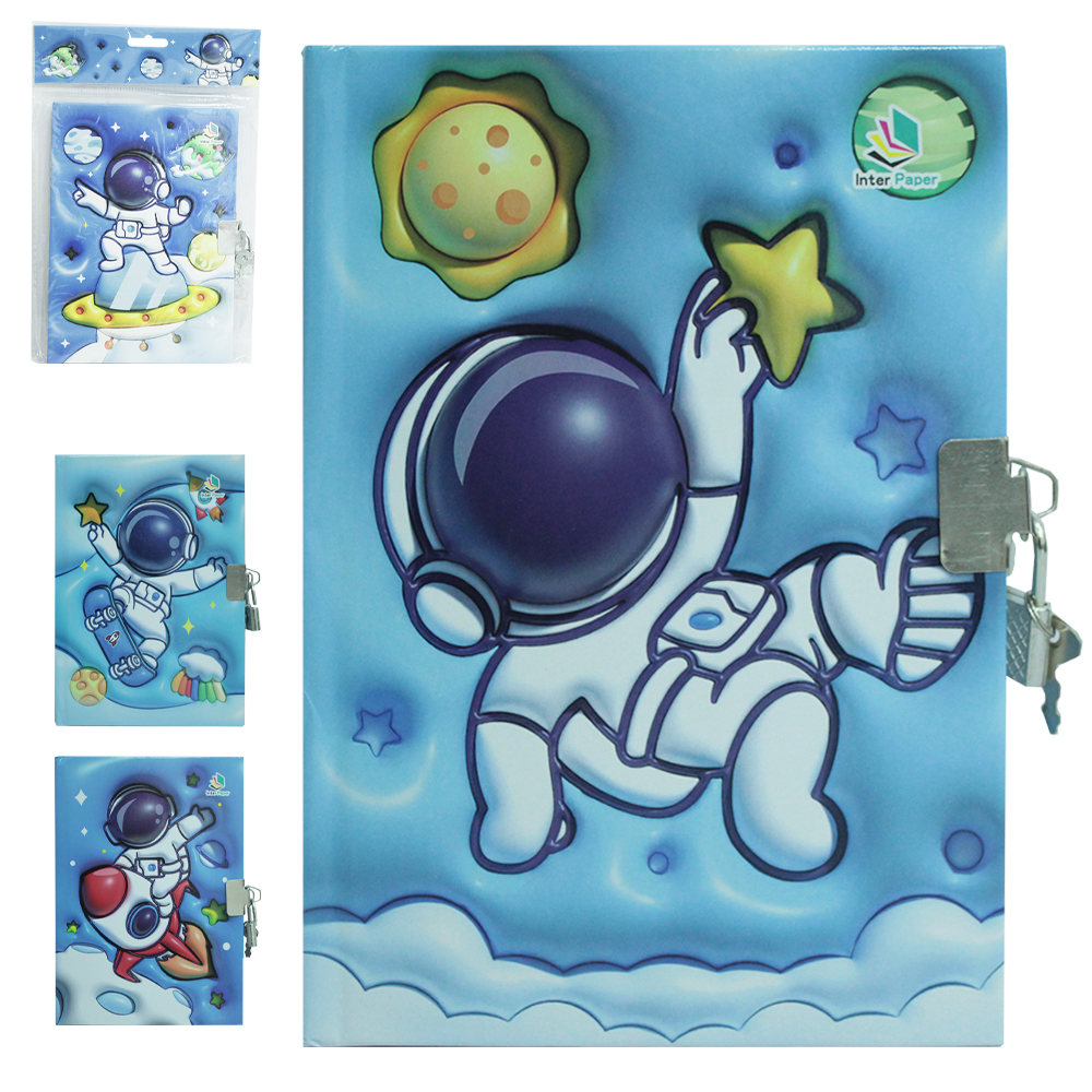 DIARIO ASTRONAUTA COM CADEADO INTER PAPER 80 FOLHAS 18X12,9CM