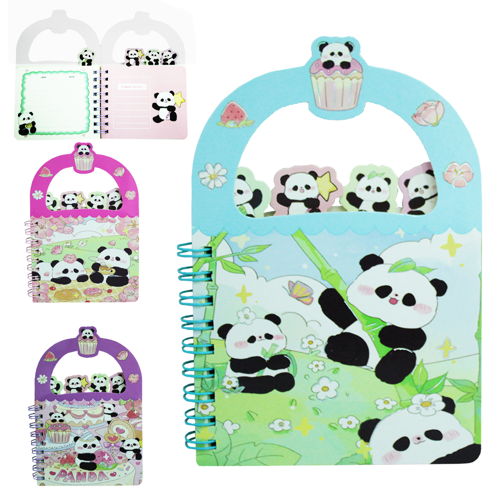 CADERNO CADERNETA / BLOCO DE ANOTACAO COM 64 FOLHAS PANDA NO CUPCAKE INTER PAPER 9X10CM