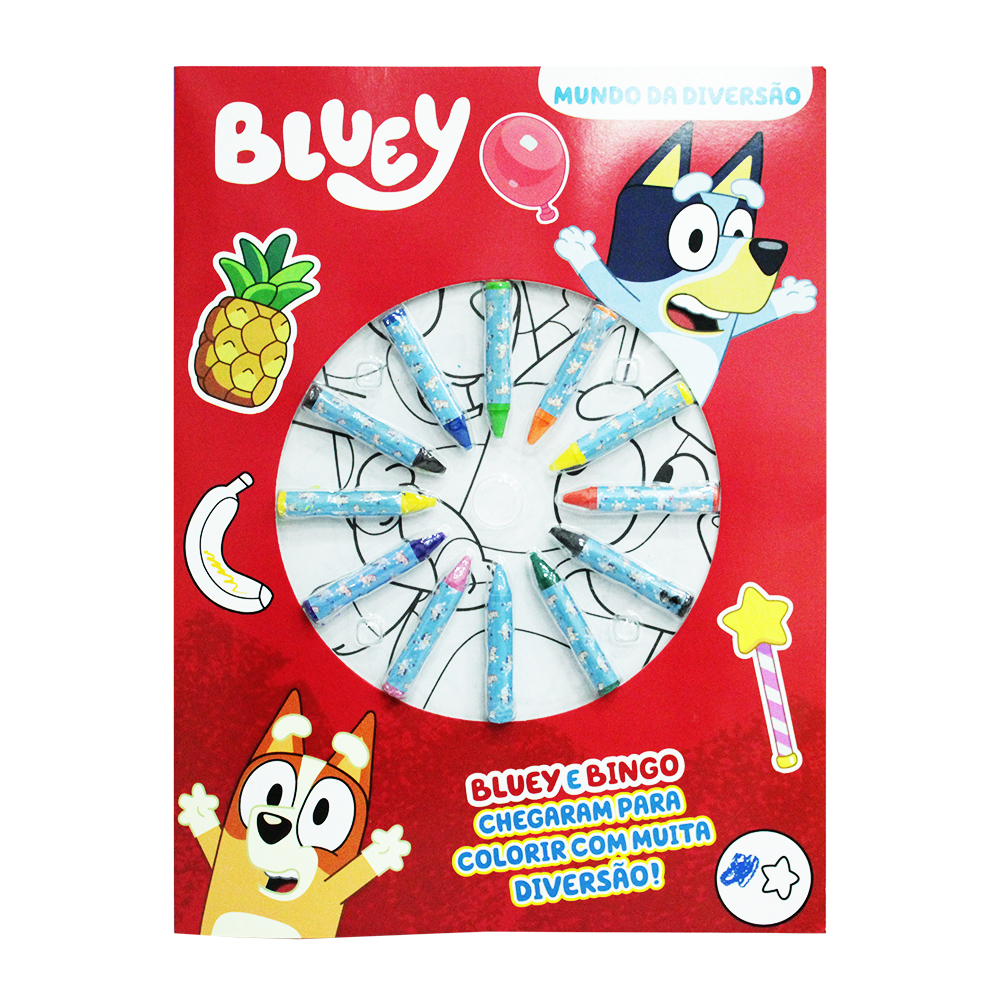 LIVRO LER E COLORIR BLUEY COM 12 GIZ DE CERA 28X21CM