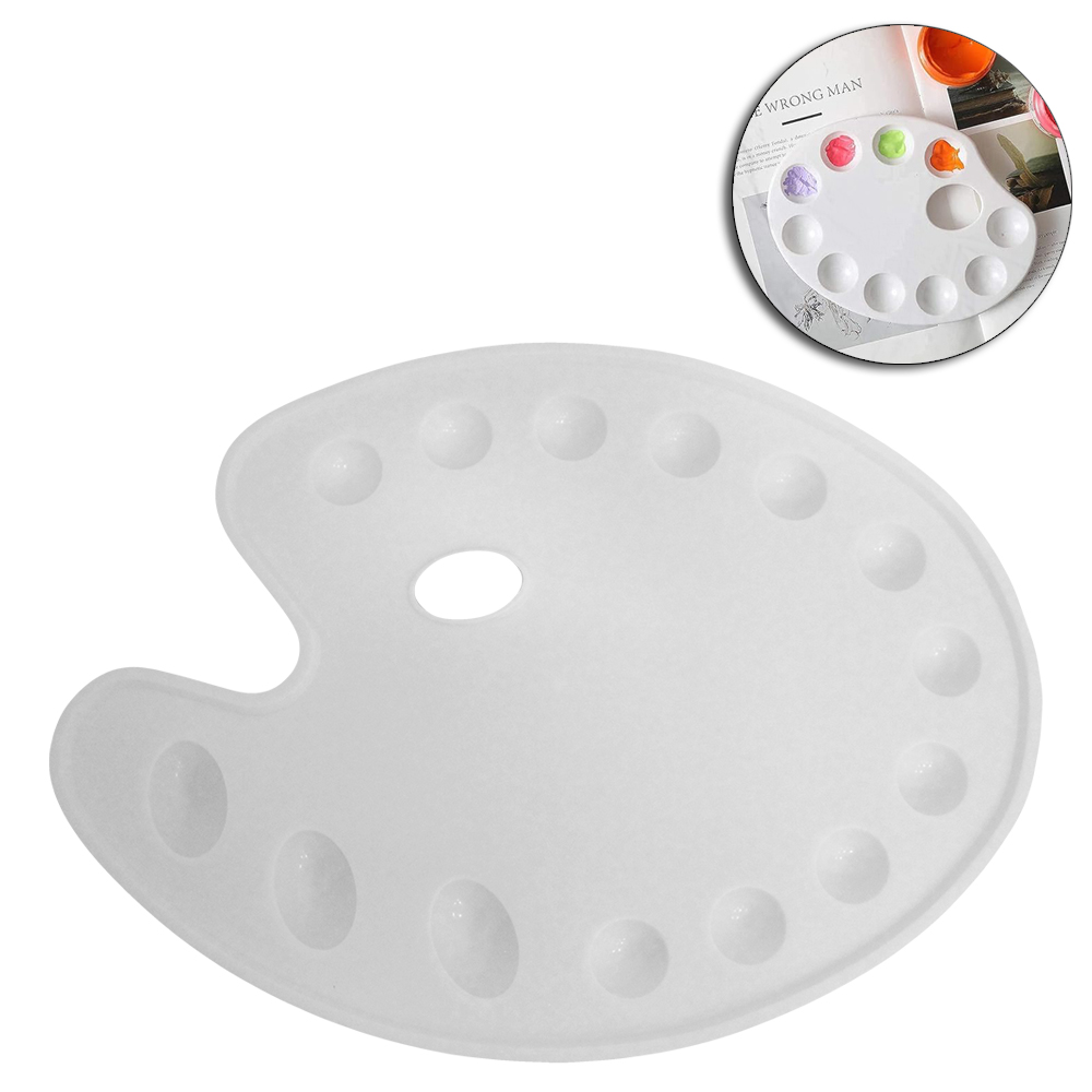 BANDEJA PALETA GODE DE PLASTICO OVAL PARA PINTURA COM 14 DIVISORIAS 36X27CM