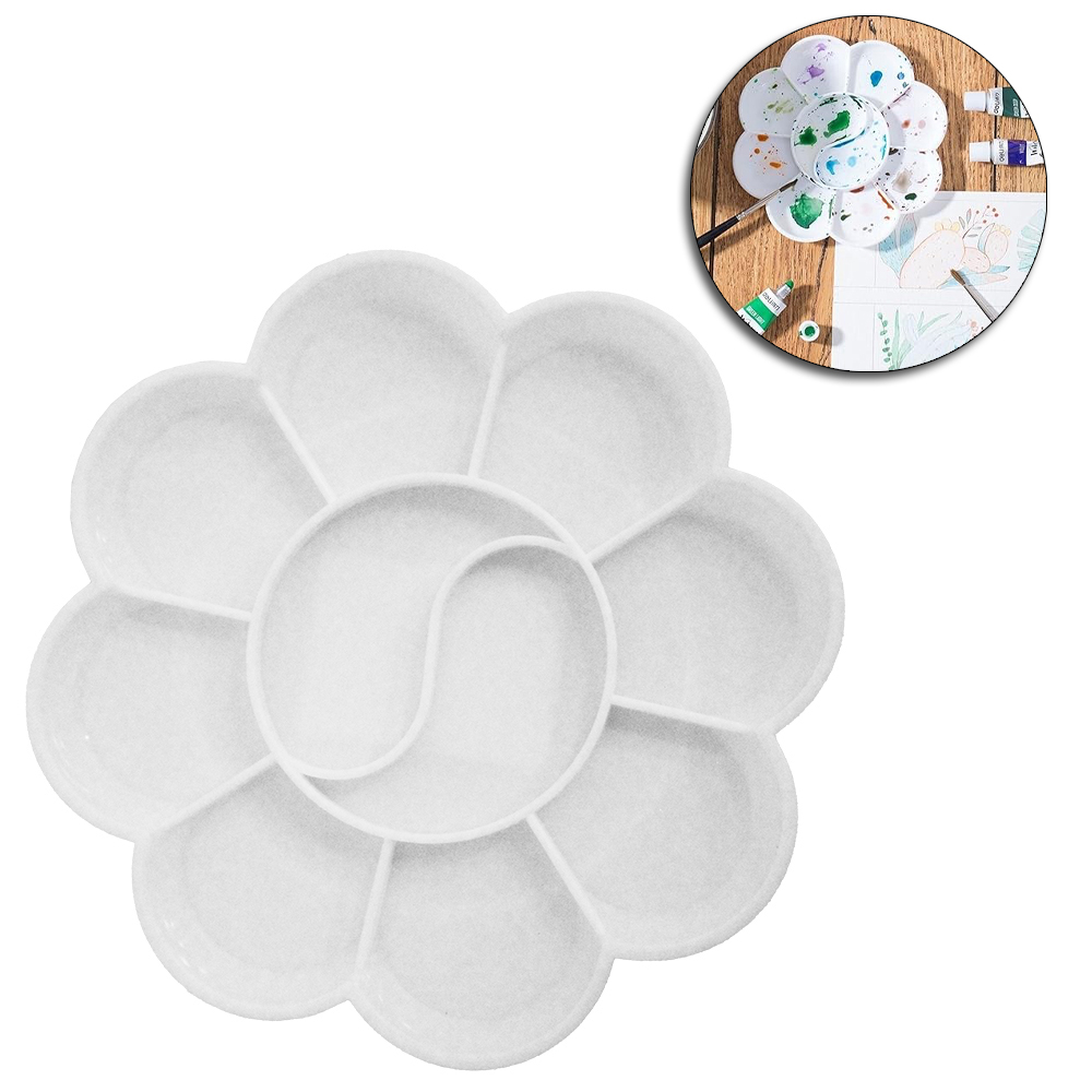 BANDEJA PALETA GODE DE PLASTICO FLOR PARA PINTURA COM 10 DIVISORIAS 13CM DE Ø