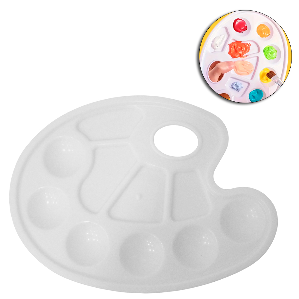 BANDEJA PALETA GODE DE PLASTICO OVAL PARA PINTURA COM 10 DIVISORIAS 23X17CM