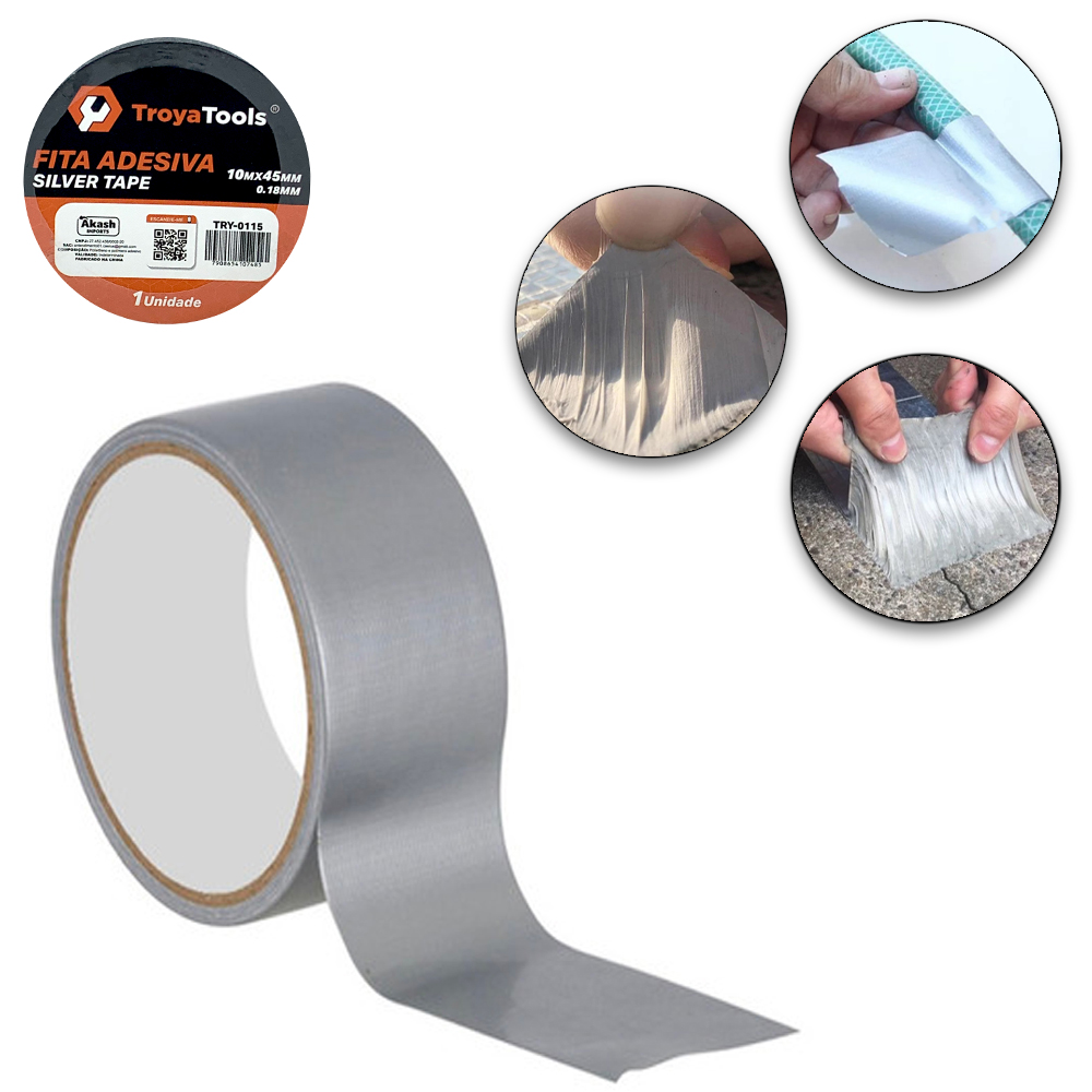 FITA ADESIVA MULTIUSO SILVER TAPE PRATA 45MMX10M