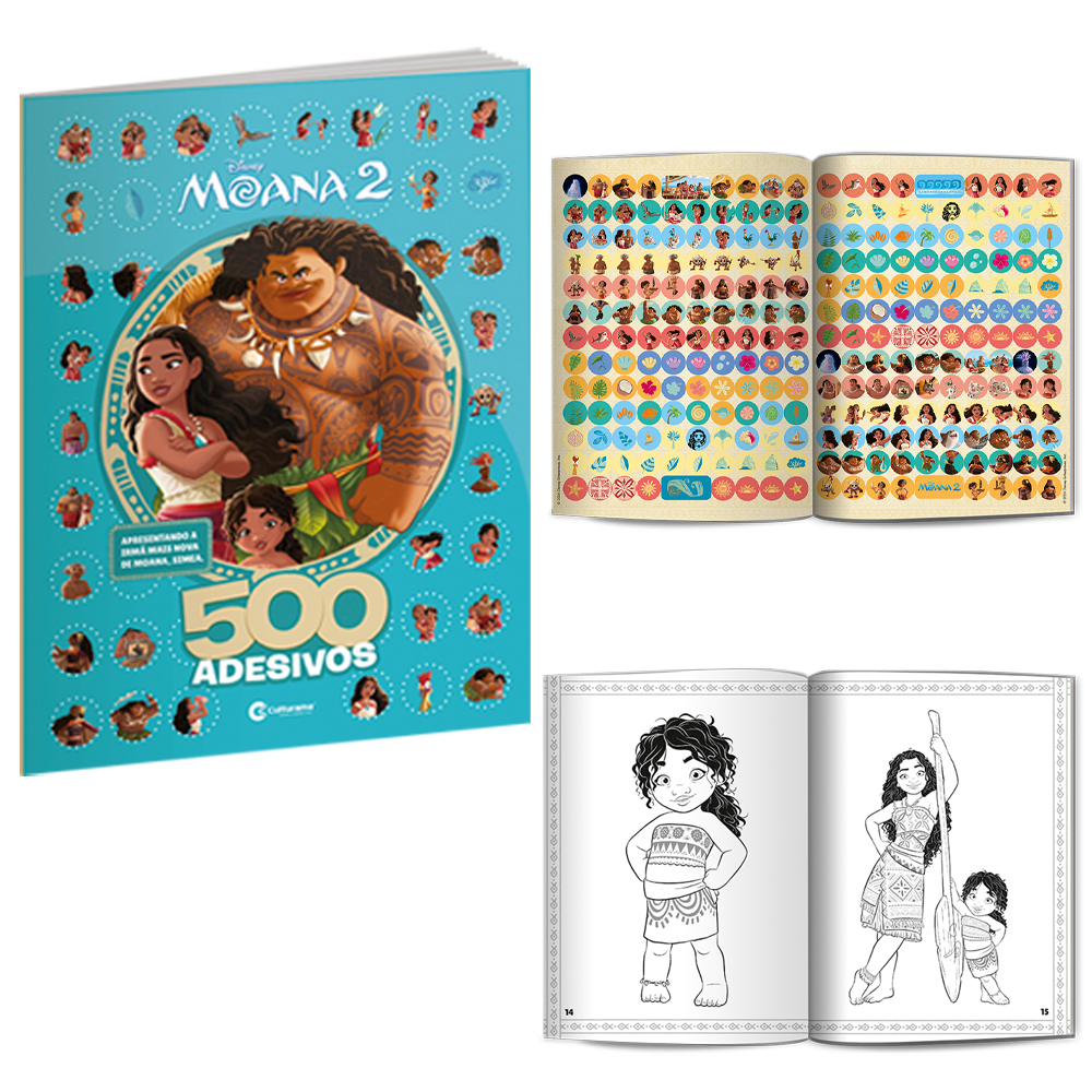 LIVRO 500 ADESIVOS E PARA COLORIR MOANA 2 36 PAGINAS 28X21,5CM