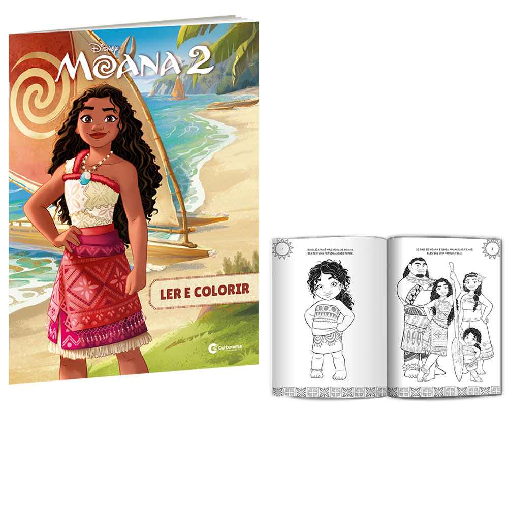 LIVRO LER E COLORIR MOANA 2 8 PAGINAS 27X20CM