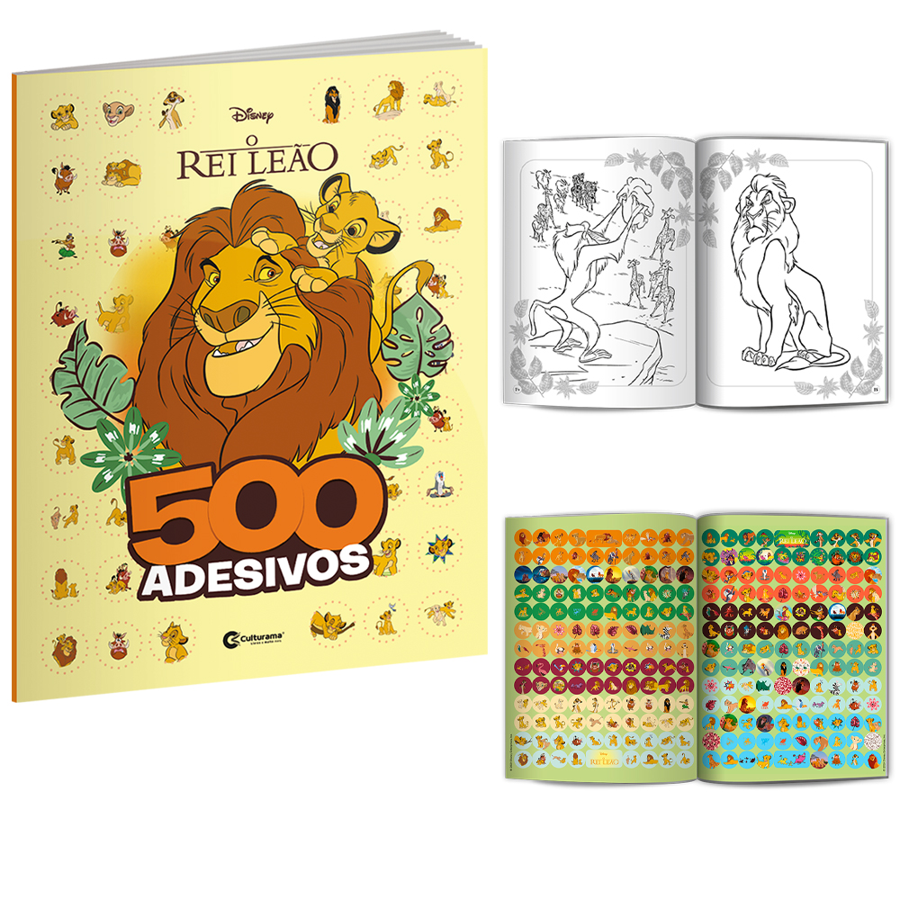 LIVRO 500 ADESIVOS E PARA COLORIR O REI LEAO 36 PAGINAS 28X21,5CM