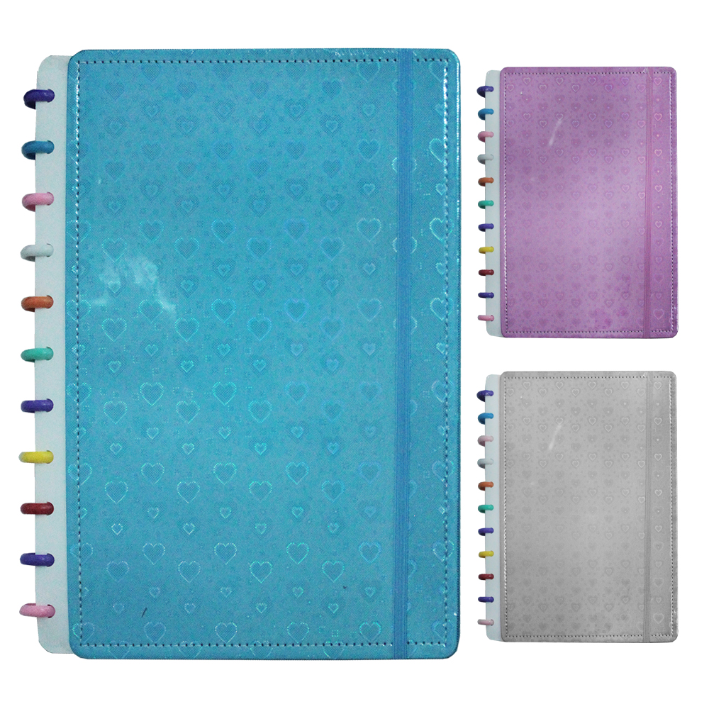 CADERNO CAPA DURA ESPIRAL DISCO INTELIGENTE COSTURA CORACAO 87 FOLHAS 29,5X21CM