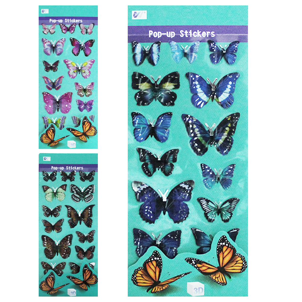 CARTELA DE ADESIVOS DECORATIVO BORBOLETA 3D COM 16 PECAS