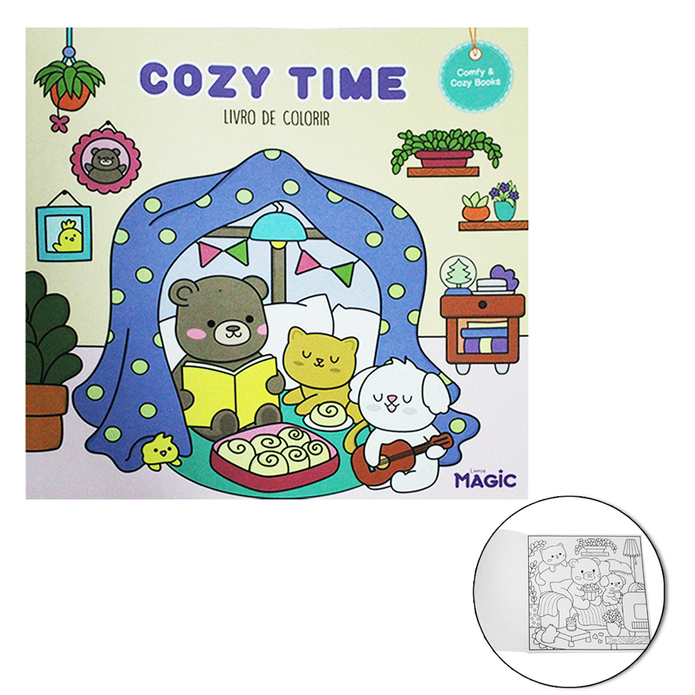 LIVRO COZY TIME PARA COLORIR 24 PAGINAS 24X24CM