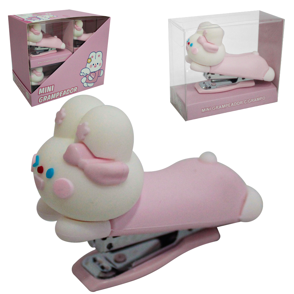 MINI GRAMPEADOR METAL / PLASTICO COELHO COM EXTRATOR GRAMPO + CAIXA 1000 GRAMPOS INTER PAPER DP PLAY 
