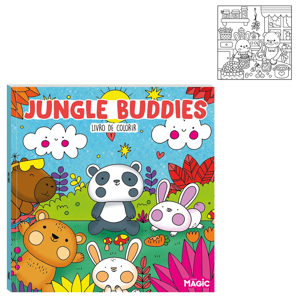 LIVRO JUNGLE BUDDIES PARA COLORIR 24 PAGINAS 23,5X23,5CM
