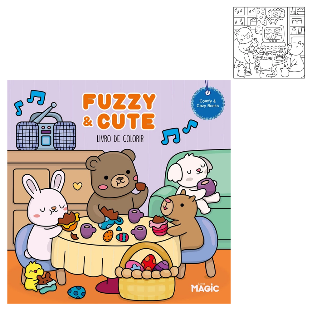 LIVRO FUZZY & CUTE PARA COLORIR 24 PAGINAS 24X24CM