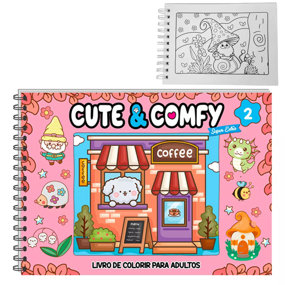 LIVRO CUTE & COMFY 2 PARA COLORIR CAPA DURA ESPIRAL 21,5X16CM