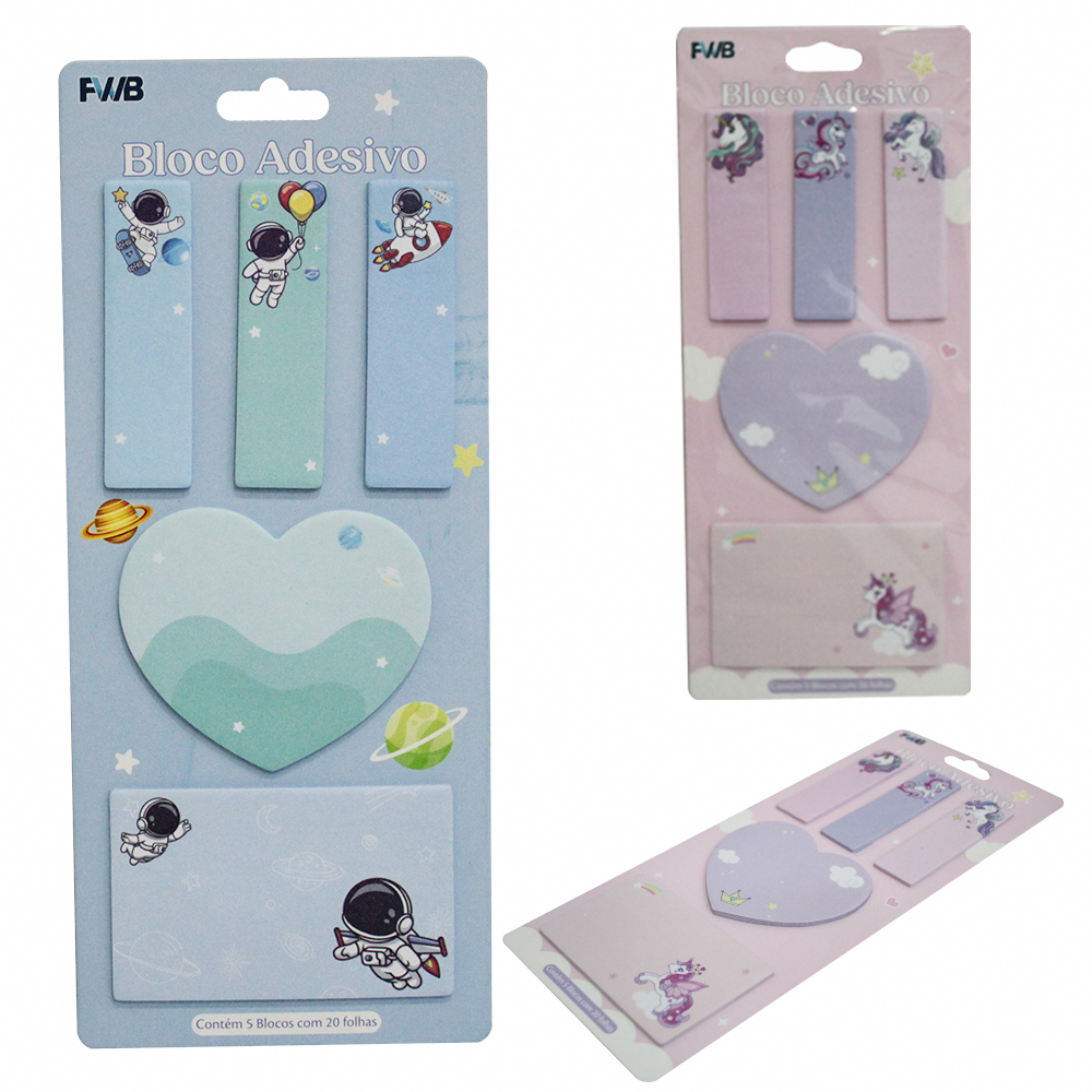 BLOCO DE ANOTACAO STICKER COM MARCADOR DE PAGINA ADESIVO 100 FOLHAS
