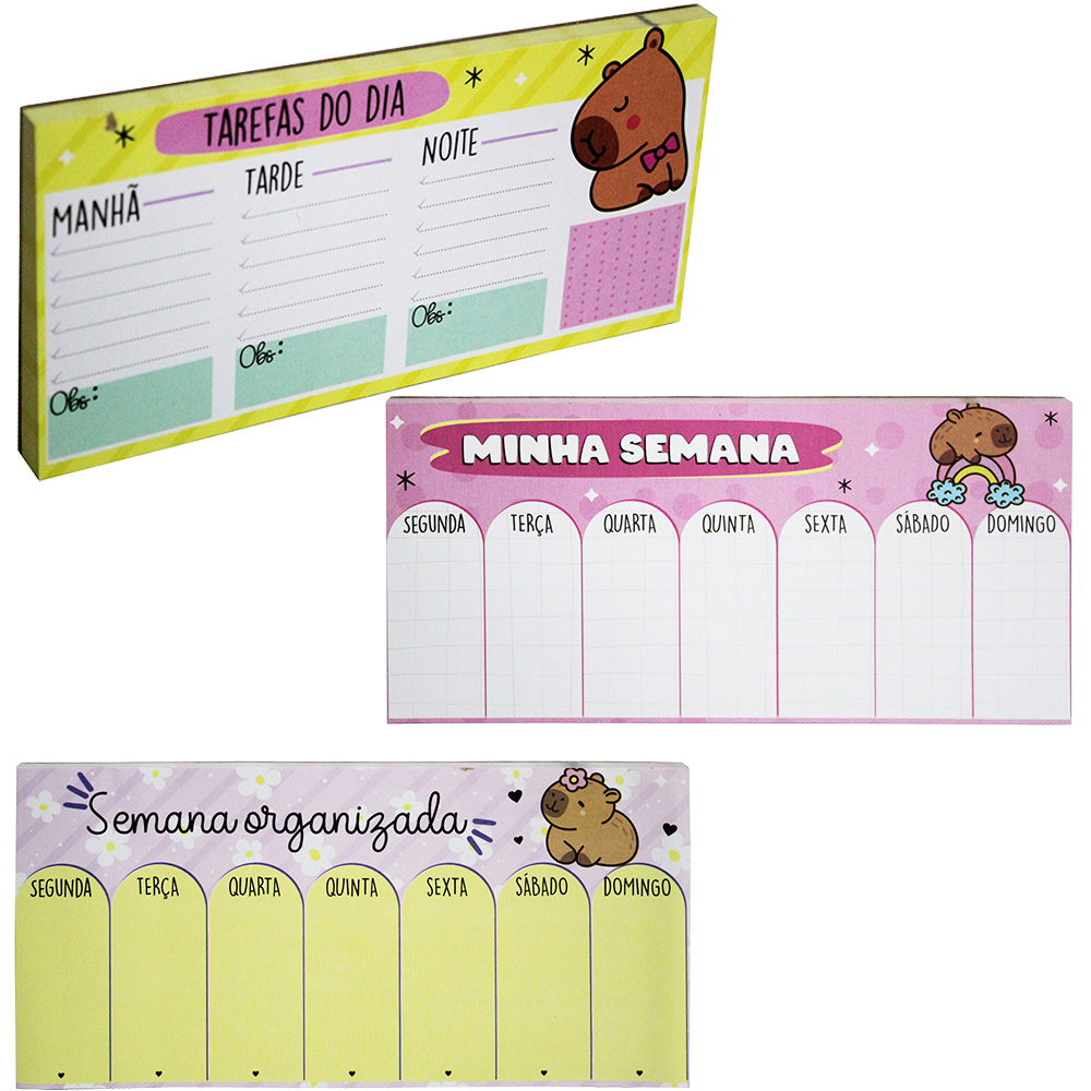 BLOCO DE ANOTACAO PLANNER PLANEJAMENTO SEMANAL CAPIVARA 80 FOLHAS 21X10,3CM