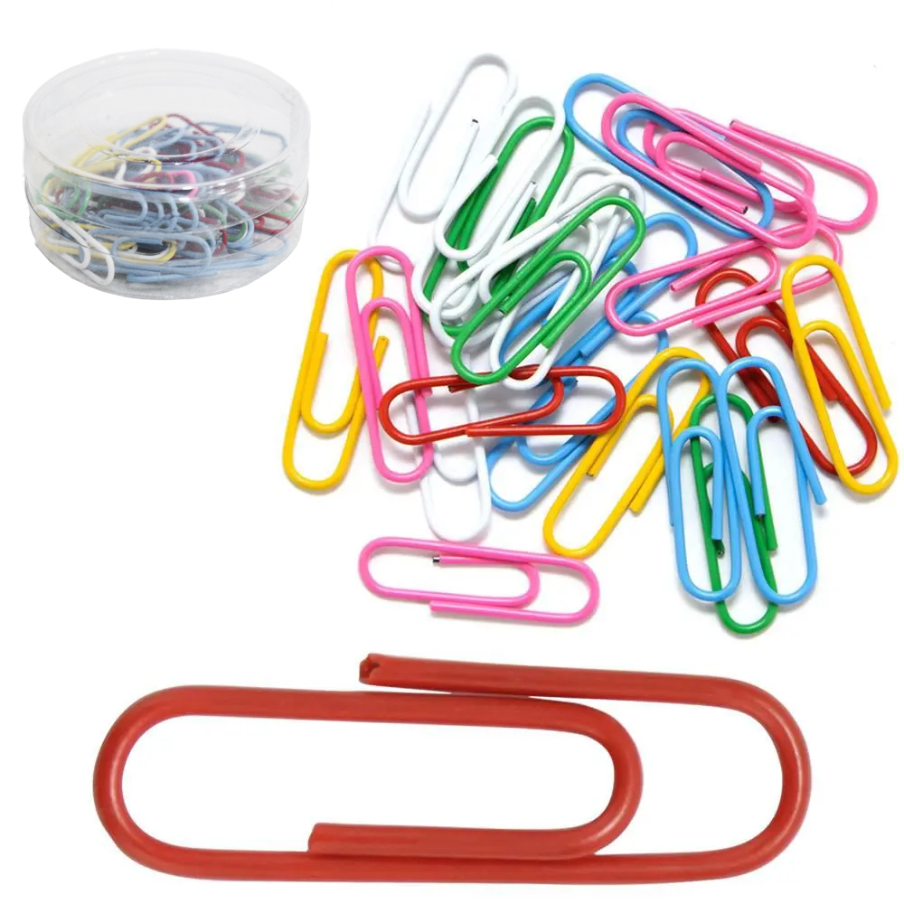 CLIPS DE METAL OVAL COLORIDO COM 45 PECAS 28MM