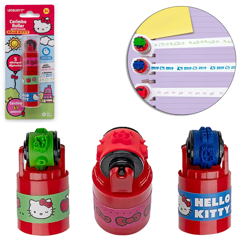 CARIMBO ROLLER AUTOTINTADO HELLO KITTY 3 ESTAMPAS DIFERENTES