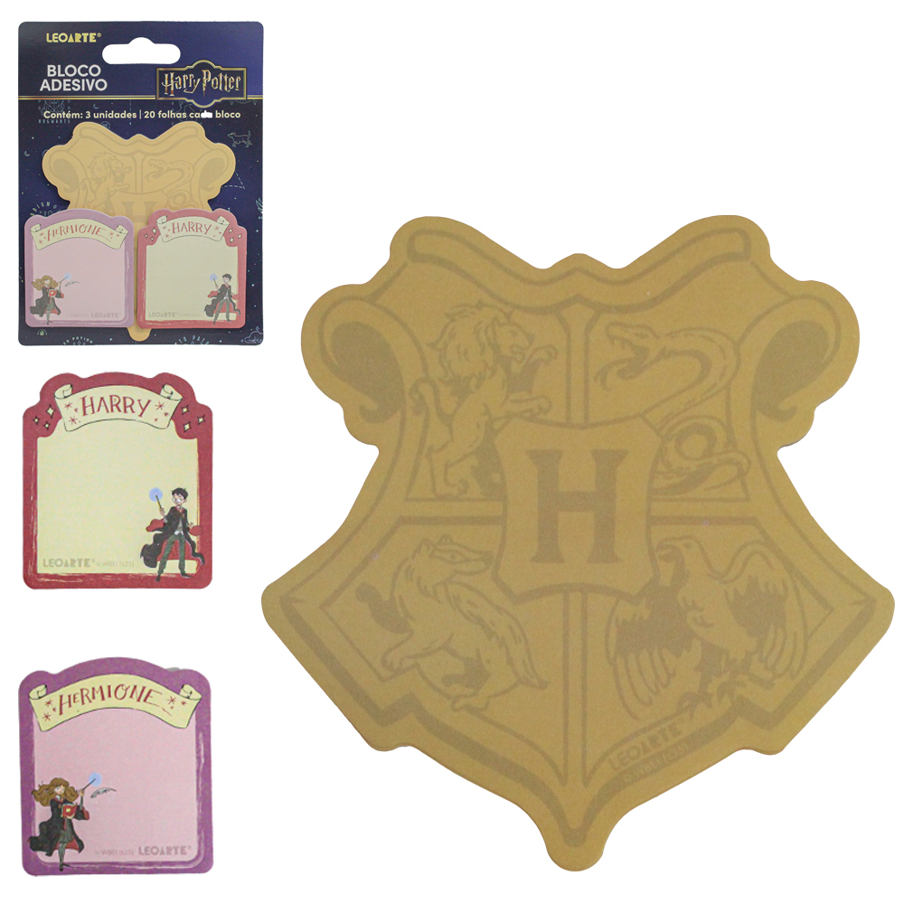 BLOCO DE ANOTACAO STICKER COM MARCADOR DE PAGINA ADESIVO HARRY POTTER 60 FOLHAS LEOARTE
