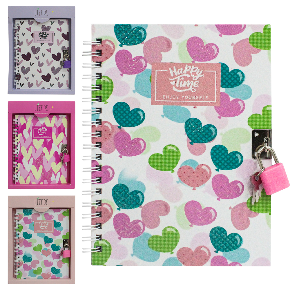DIARIO CORACOES COM CADEADO INTER PAPER 45 FOLHAS 17,4X11,2CM