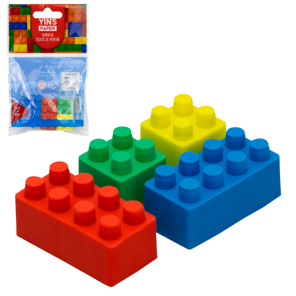 BORRACHA ESCOLAR BLOCO BLOCKS YINS PAPER COM 4 PECAS