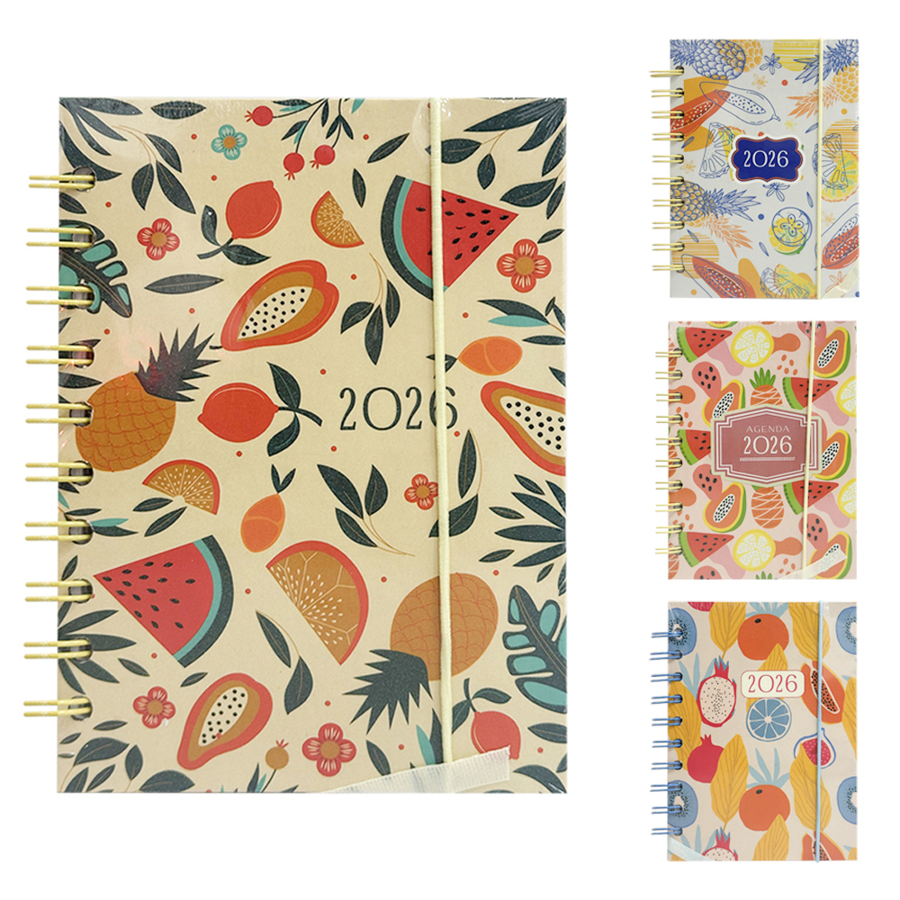 AGENDA 2026 CAPA DURA ESPIRAL FRUTAS 168 FOLHAS 15,2X11CM