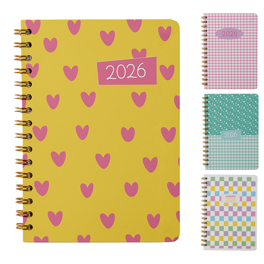 AGENDA 2026 CAPA DURA ESPIRAL ESTILOS 168 FOLHAS 15,2X11CM