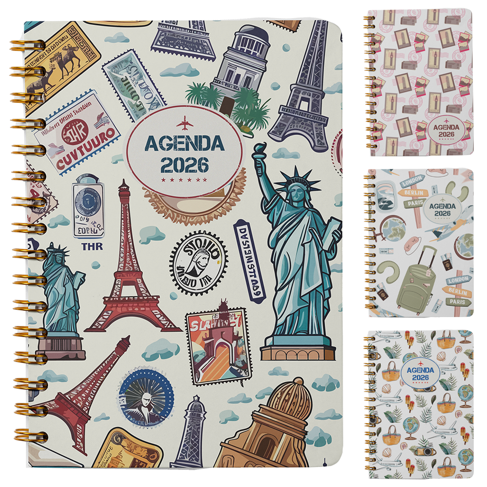 AGENDA 2026 CAPA DURA ESPIRAL VIAGENS 168 FOLHAS 18,7X13,7CM