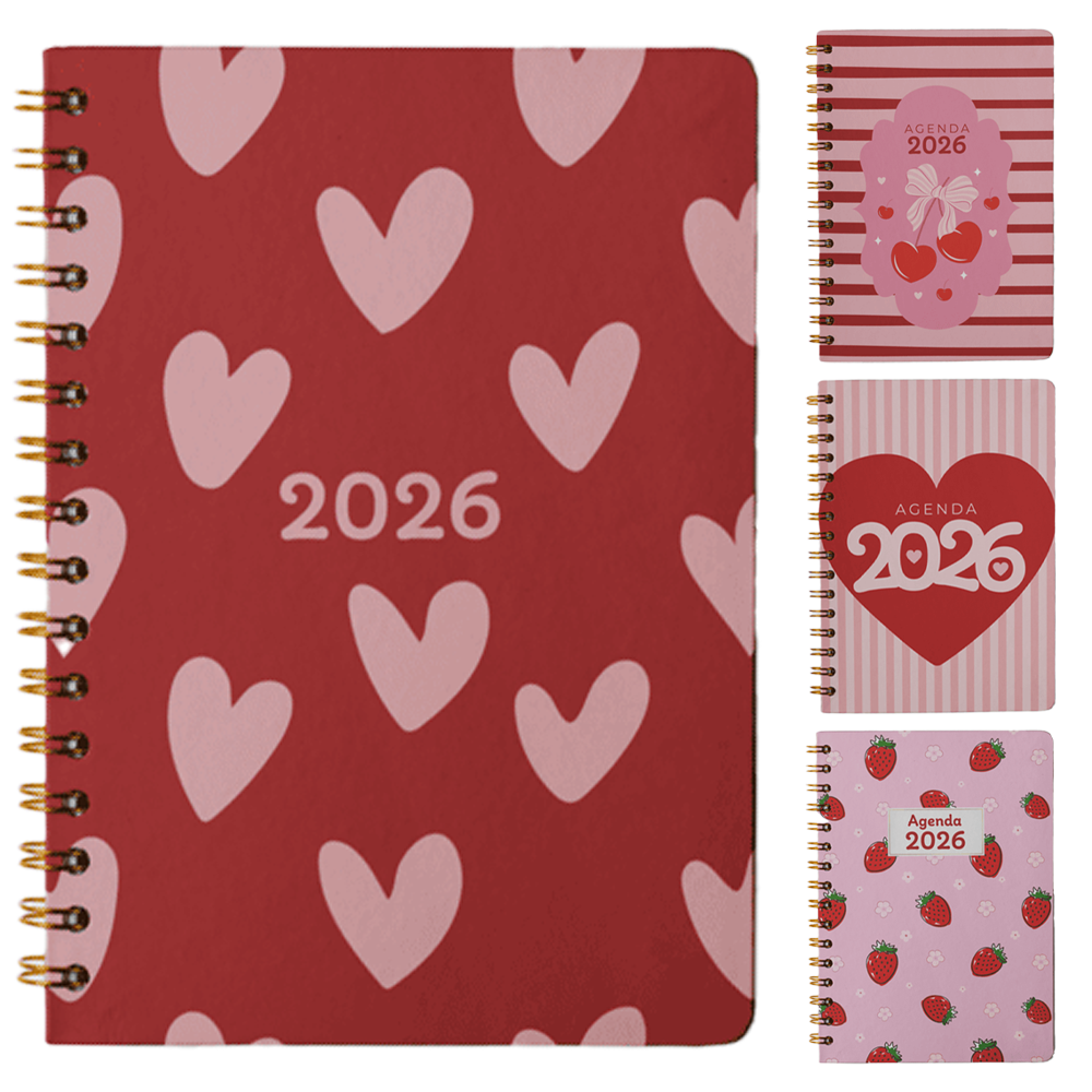 AGENDA 2026 CAPA DURA ESPIRAL LOVERS 168 FOLHAS 18,7X13,7CM