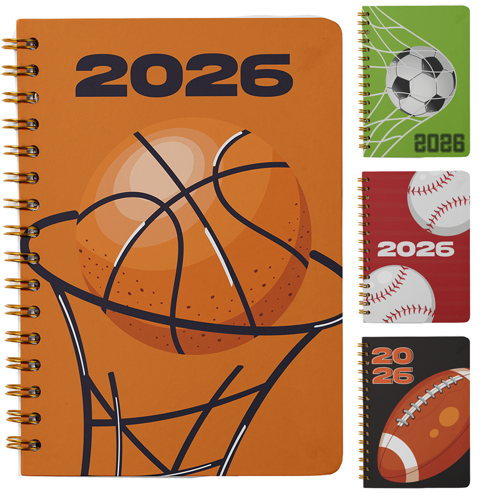 AGENDA 2026 CAPA DURA ESPIRAL ESPORTES 168 FOLHAS 18,7X13,7CM