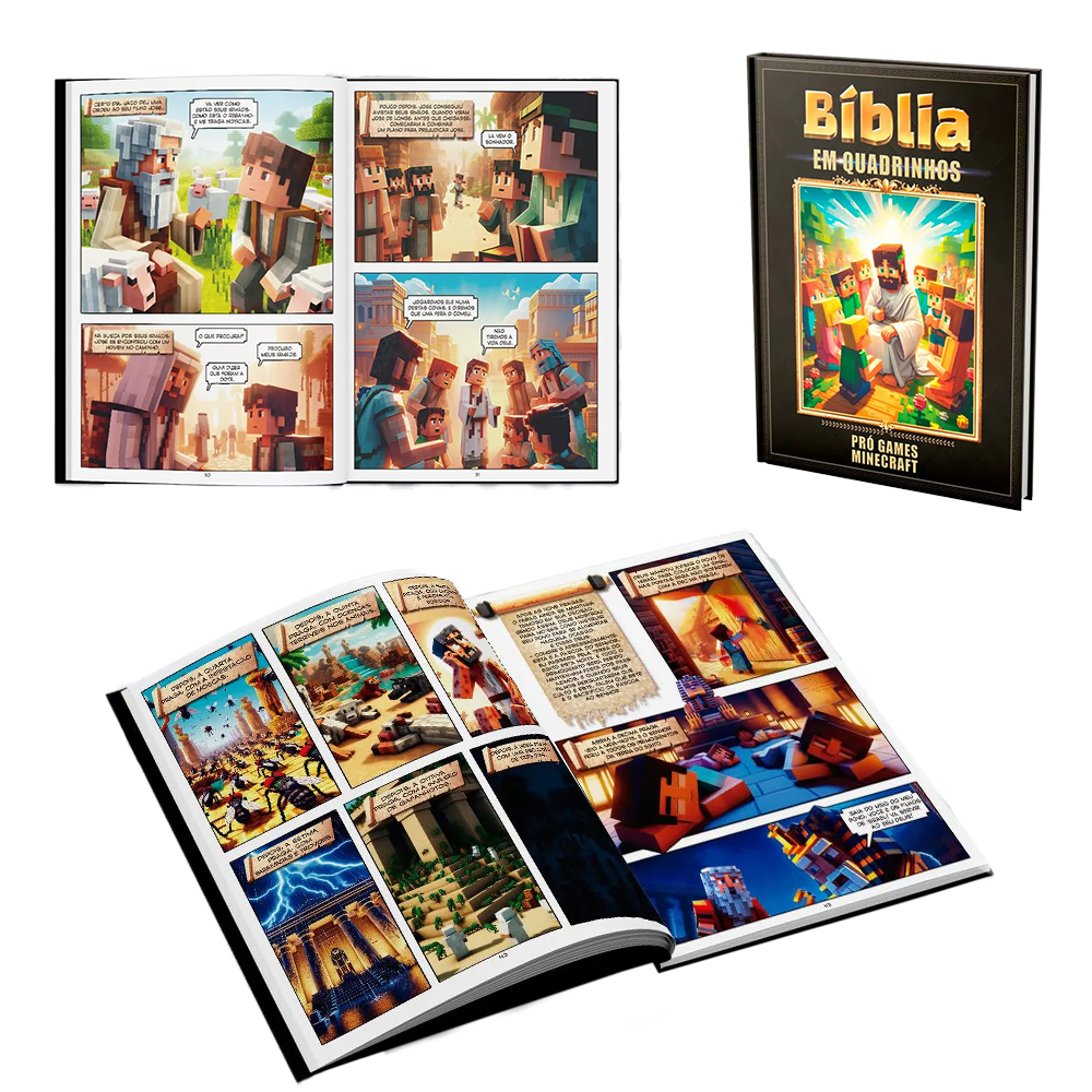 LIVRO BIBLIA EM QUADRINHOS PRO GAMES MINECRAFT 24X18CM