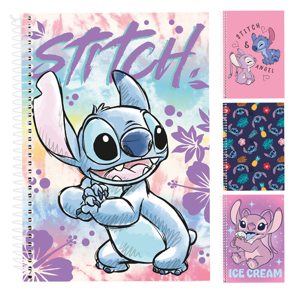 CADERNO STITCH E ANGEL UNIVERSITARIO (10X1) 160 FOLHAS
