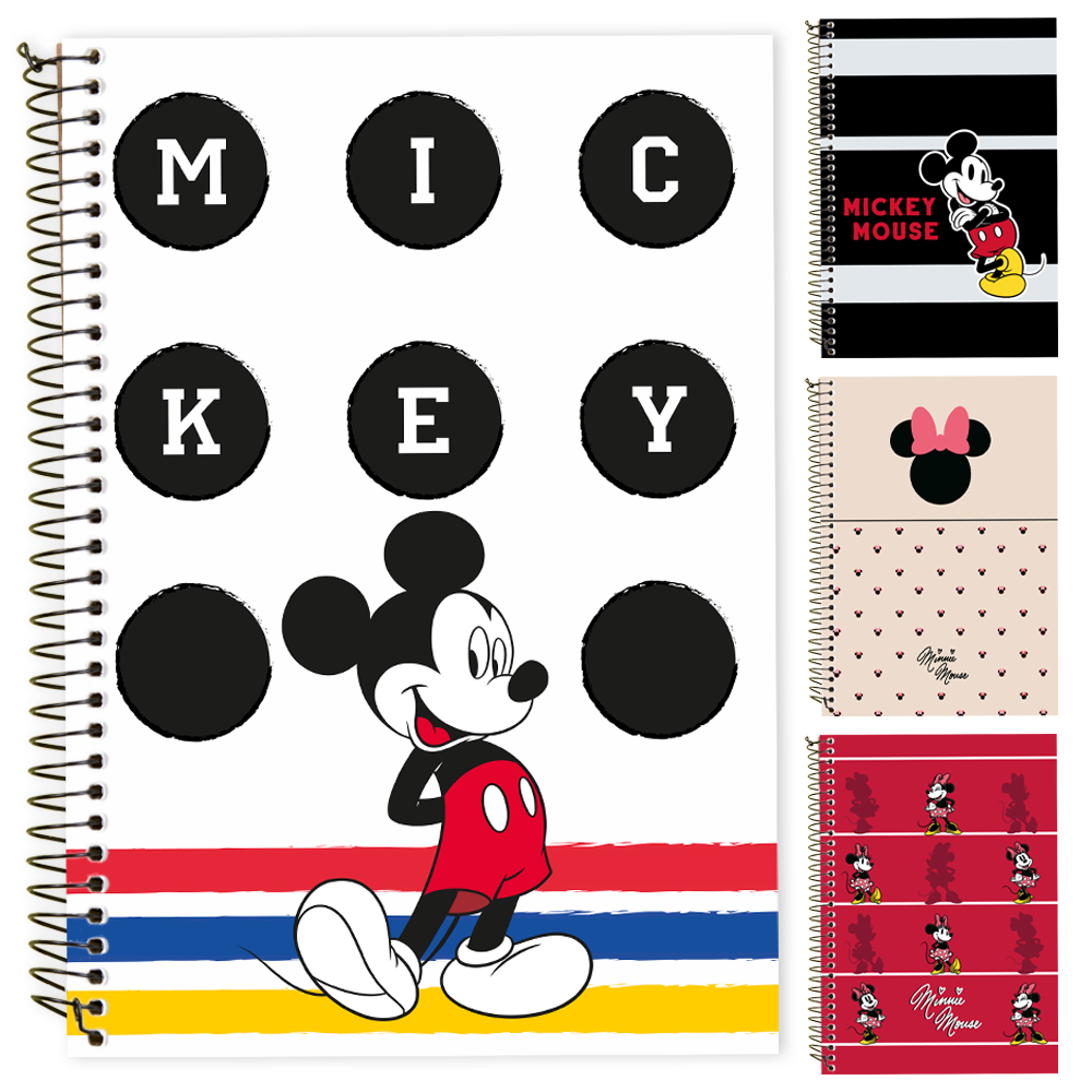 CADERNO MICKEY E MINNIE UNIVERSITARIO (10X1) 160 FOLHAS