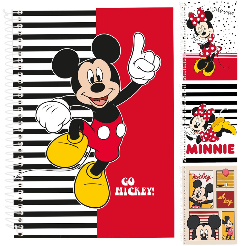CADERNO MICKEY E MINNIE UNIVERSITARIO (1X1) 80 FOLHAS