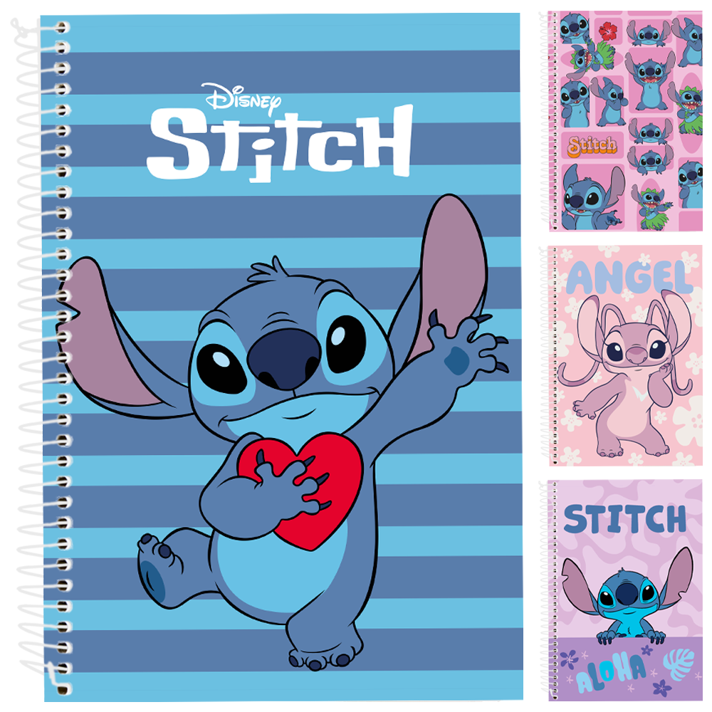 CADERNO STITCH E ANGEL UNIVERSITARIO (1X1) 80 FOLHAS