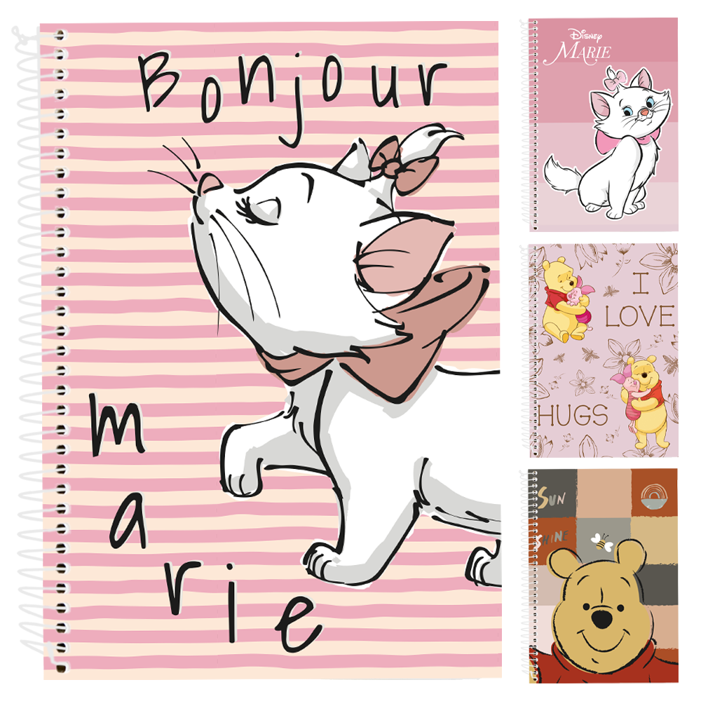 CADERNO POOH E MARIE UNIVERSITARIO (1X1) 80 FOLHAS