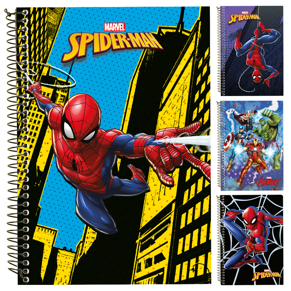 CADERNO MARVEL HOMEM ARANHA / SPIDER MAN / VINGADORES UNIVERSITARIO (1X1) 80 FOLHAS