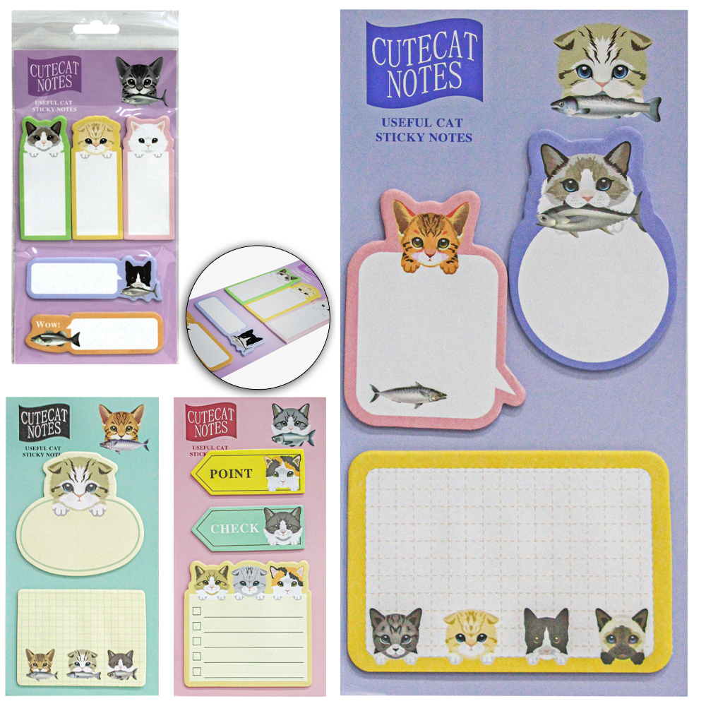 BLOCO DE ANOTACAO STICKER ADESIVO GATINHO COM 60 FOLHAS
