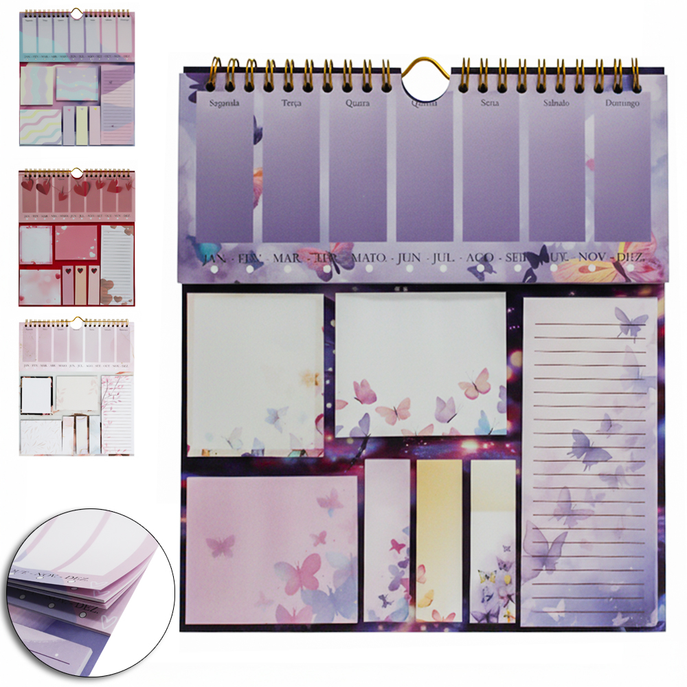 BLOCO DE ANOTACAO STICKER PLANEJAMENTO SEMANAL COM MARCADOR DE PAGINA ADESIVO 120 FOLHAS